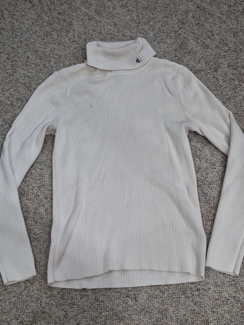 Ralph Lauren Off-White Ribbed Turtleneck Sweater
